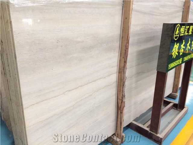 China White Ginkgo Wood Vein Polished Walling Tile,China Moca Cream Marble Slabs,Beige Wooden Grain Tiles for Bathroom Wall