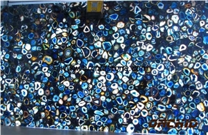Blue Translucent Agate Semiprecious Stone Slabs & Tiles