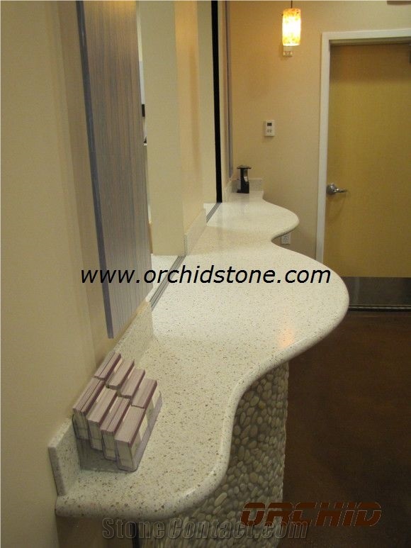 White Engineered Quartz Stone Vanity Tops,White Artificial Engineered Quartz Stone Bathroom Tops,White Solid Surface Engineered Quartz Stone Top