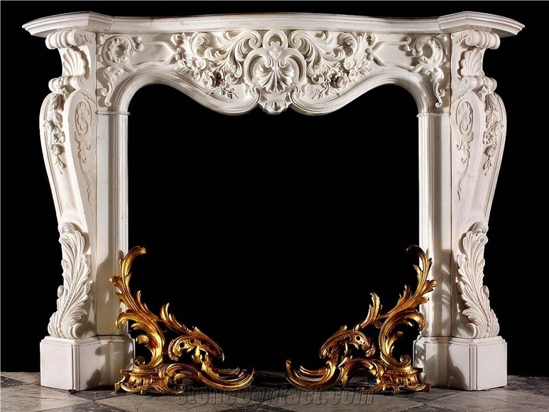 Customized Size White Marble Fireplace