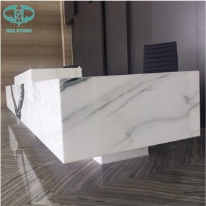 Luxury Panda White Marble Countertops Reception Desk Table Tops Work Tops