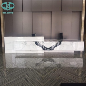 Luxury Panda White Marble Reception Desk Tops