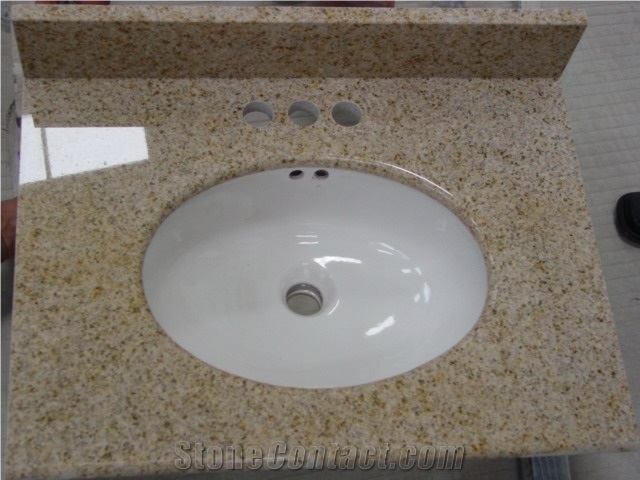 China Dark Yellow G682, Golden Rusty Granite Polished Kitchen Countertop,Bar Top,Island Top,Bullnosed Desk Tops,Curved Bench Tops,Work Top