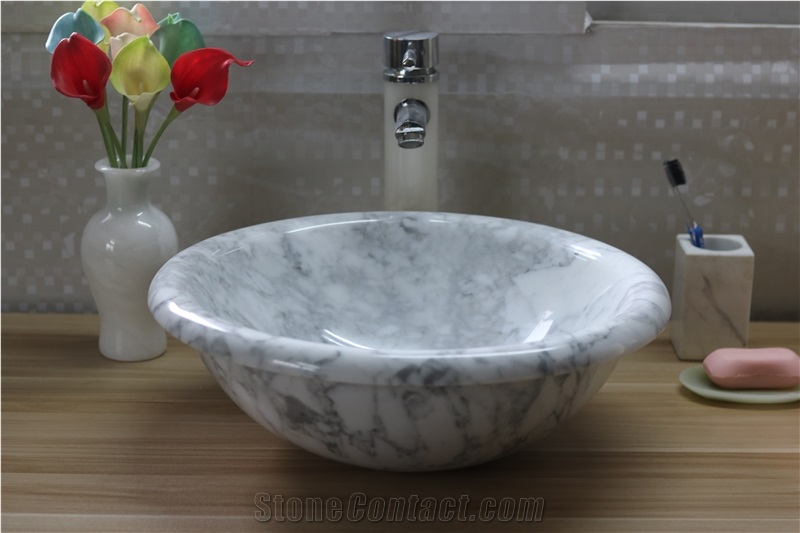 Beige Marble Manmade Stone Basin Giallo Atlantic Wash Bowl for Bathroom Sink