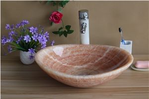 Brown Marble Vessel Sink Marble Athen Wood Oval Sink for Bathroom