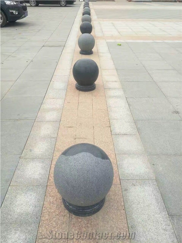 China Black Granite Parking Stone, Polished and Flamed Outdoor Parking Barriers