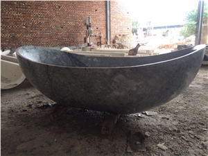 China Grey Marble Polished Bathtub,Natural Stone Oval Bathtub