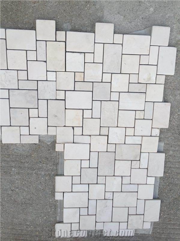 China White Marble Linear Strip Mosaic,Polished Indoor and Outdoor Walling Mosaic Pattern