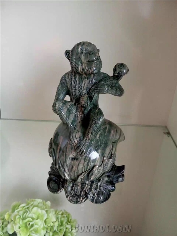 Granite Indoor Monkey Small Statue,Hand Works Decoration Art Sculpture