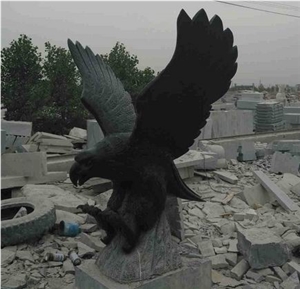 Large Black Granite Outdoor Eagle Sculpture,Open Wings Eagle Garden Sculpture