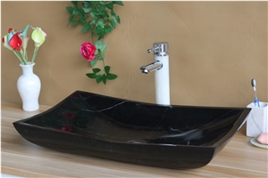 Manmade Black Marble Stone Sink Black Marquina Farm Sink for Vessel Sink