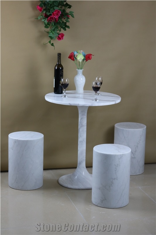 Marble White Table Top Design Bianco Carrara Round Table Tops for Reception Desk