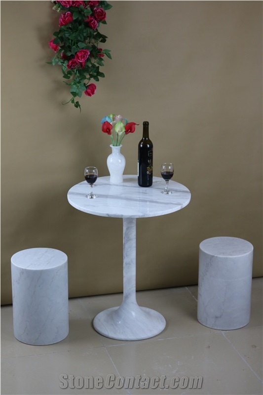 Marble White Table Top Design Bianco Carrara Round Table Tops for Reception Desk