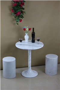 Marble Work Table Tops Carrara White Marble Round Table Sets for Meeting Desk