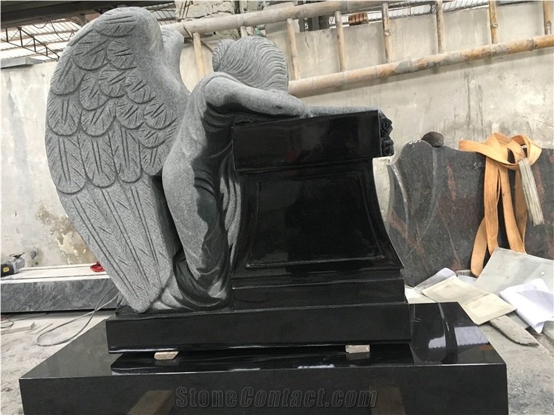 Weeping Angel Headstones,China Black Tomstone,Western Style Tombstones