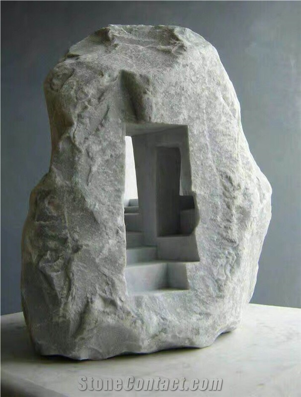 White Stone Handcraft Art Works,Small Stone Carving Palace,Indoor Stone Art Design