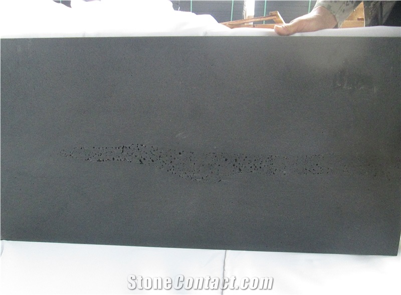 Blue Outdoor Stone Pavers, Hainan Black Basalt Tiles Natural Building Stone Edging Steps, Landscaping Stone ,Honed Finished ,Sawn Cut Cladding for Pool