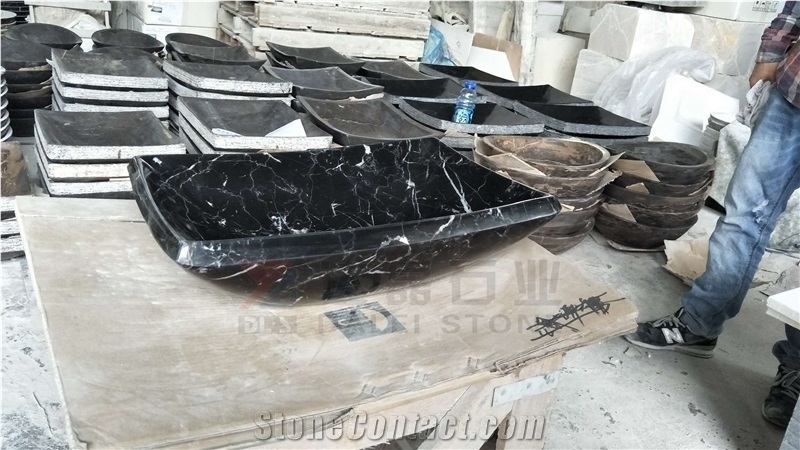 China Black Marble Nero Marquina Stone Wash Basin Sink,Round,Square,Rectangular,Oval Different Shape Available,Luxary Decorative Sink for Countertop