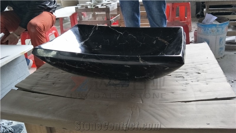 Natural Black Marble Nero Marquina Stone Wash Basin Sink, Rectangular Sinks,High Polished, Stone Bowl Sink,Luxary Decorative Sink Above Washroom Countertop,Competitive Price