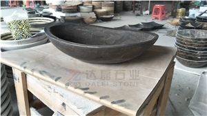 Natural Black Stone Limestone Wash Basin Sink,Polished,Luxury Decorative Sink Above Washroom Countertop,Competitive Price