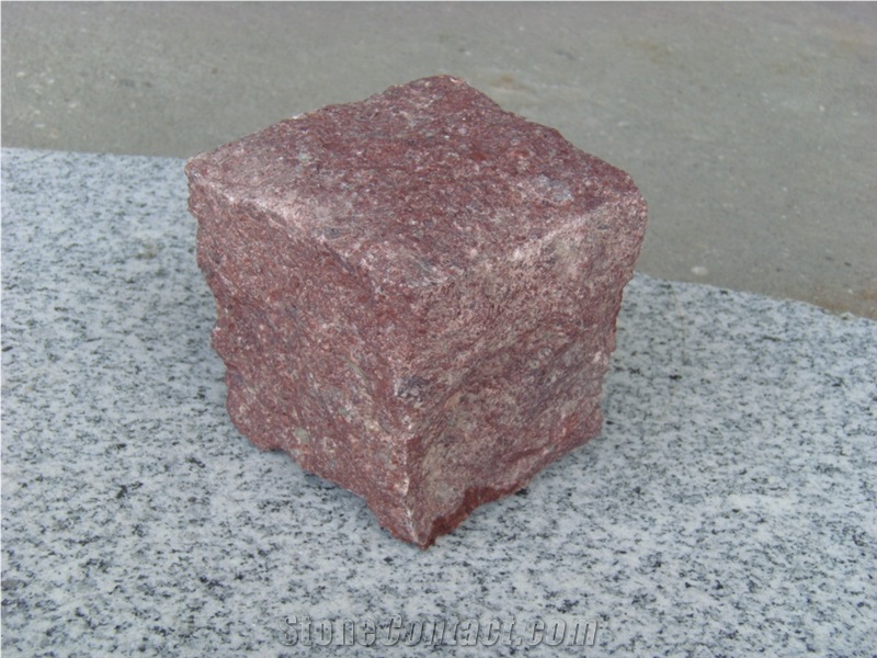 Red Porphyry with All/6 Sides Natural Split Cube,Paving, Natural Granite,Porphyry Paving Stone for Exterior Flooring