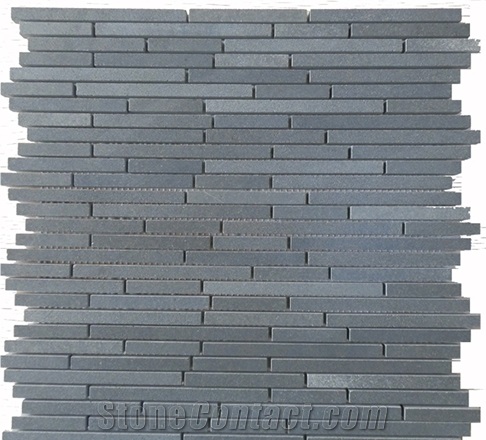 Basalt Mosaic Tile, China Grey Basalt Linear Strips Mosaic
