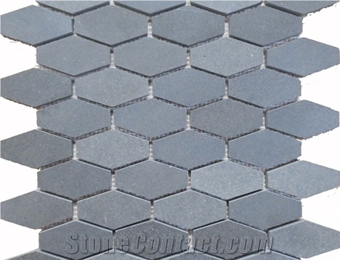 Basalt Mosaic Tile, China Grey Basalt Linear Strips Mosaic