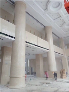 Beige Marble Columns, Roman Column, Building Columns, Interior Columns, Sculptured Columns,Solid Pillar,Roman Pillar,Honeycomb Panels Columns