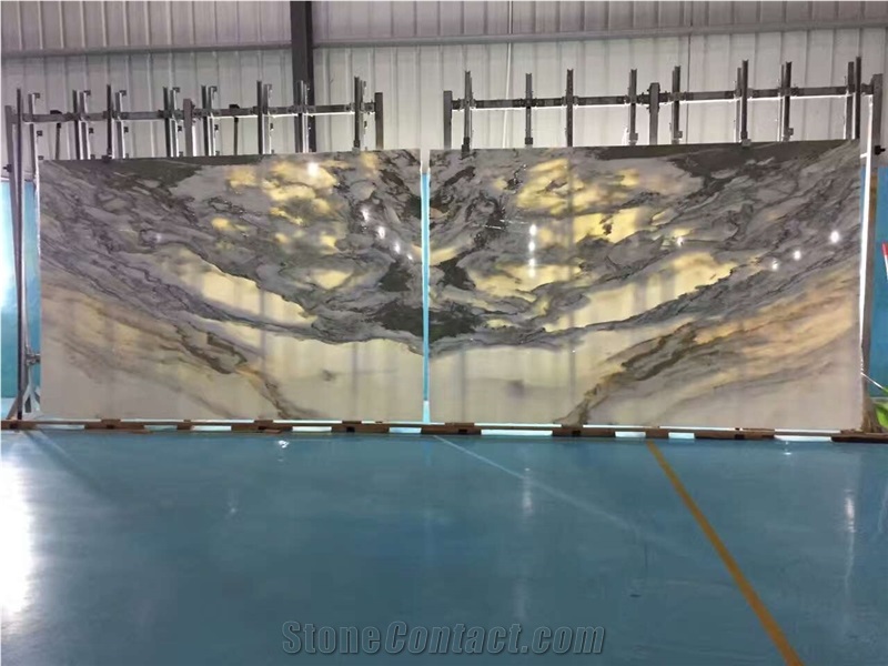 Bookmatching Landscape White Marble Slabs, Shanshui White Marble Slabs, China White Marble Slabs Used as Floor Wall Covering Tiles