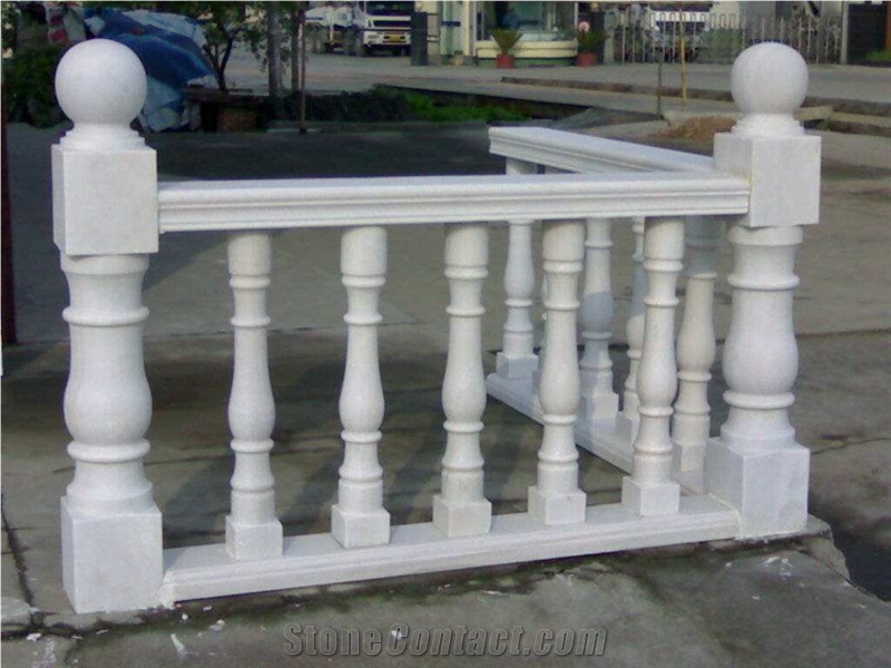 White Marble Baluster, Marble Staircase Rails, Handrail, Bianco Carara White Marble Baluster