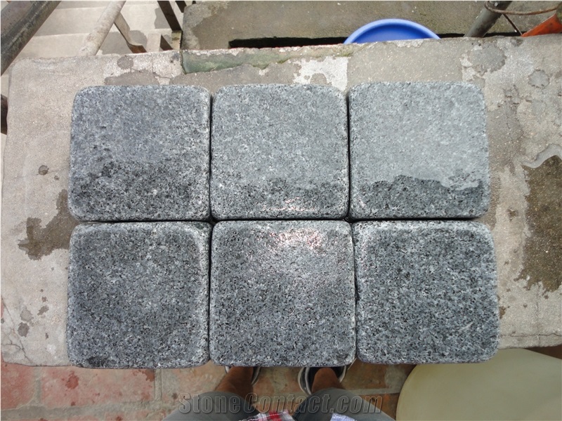 China G654 Dark Grey Granite,Grey Granite Cobbles,Tumbled Cubestone,China Grey Cobble Stone,G654 Cobble Stone,Dark Grey Paving Stone,Antique Paving Stone, Granite Cobble,Outdoor Paving Stone,Park