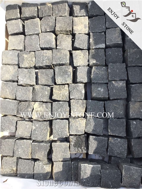 Absolute Black Granite Cobblestone,G684 Fujian Black Granite Cube,G684 Black Pearl Granite Cobble Stone,Black Granite Brick Stone