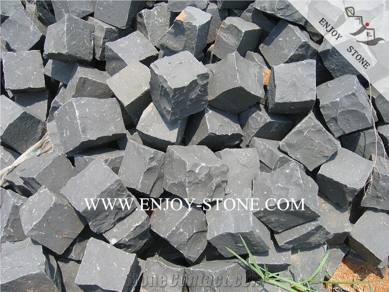 All Natural Split Finish Zhangpu Black Basalt Cobble Stone,Black Basalt Driveway Paving Stone,Patio Pavers