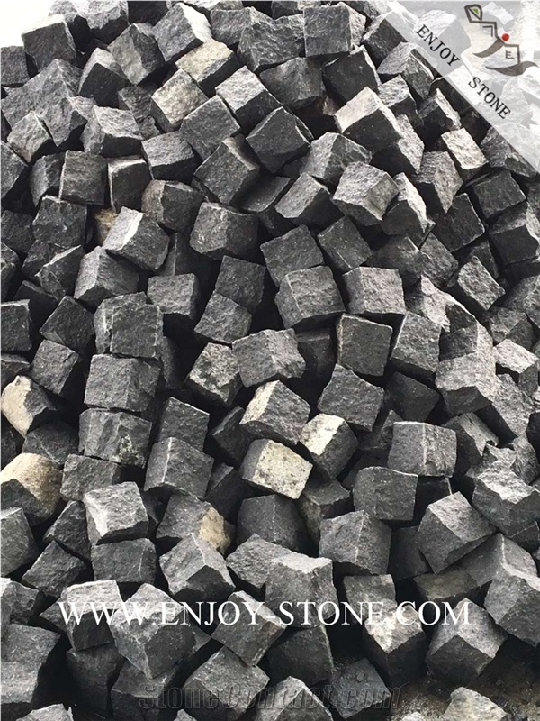 All Sides Natural Split Cobblestone G684 Fuding Black, Black Basalt, Black Pearl Basalt, Black Basalt, Natural Split Cobble/Cube Stone/Flooring/Walling/Pavers/