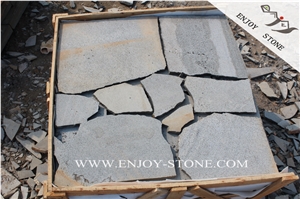 Basalto Random Flagstones,China Basalt Crazy Paver,Chinese Grey Bluestone Irregular Flagstone,Zhangpu Grey Basalt Flagstone Driveway