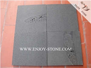 Black Bluestone(Hainan Black Basalt with Cats Paws) Honed Tiles&Slabs,Hainan Black Lava Stone Floor Tiles,Andesite Wall Tiles