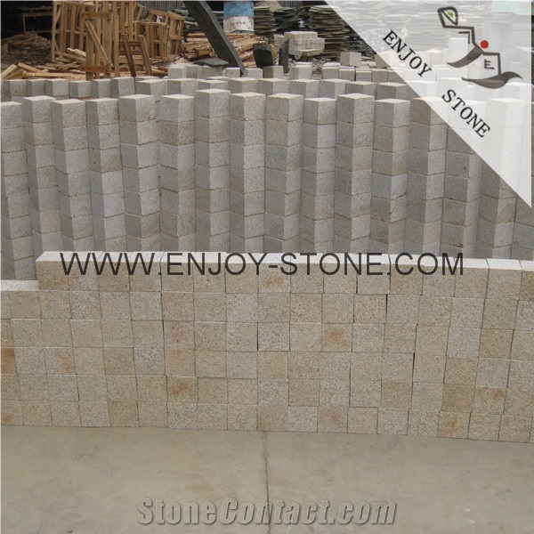 China G682 Golden Yellow Granite Cobble Stone,Wall Cladding,Wall Covering,Garden Stepping Pavements,Drive Way Paving Stone,Courtyard Road Pavers,Exterior Pattern,Walkway Pavers