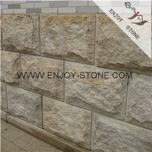 China G682 Rustic Yellow Granite Mushroomed Stone with Natural Split Finish for Wall Cladding,Landscaping & Garden Stone