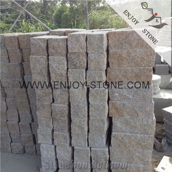 China G682 Rusty Yellow,Beige Granite Pavers for Driveways,Cheap Granite Cobble Stone Paver for Sale,Natural Split Finish Cobble Stone for Exterior Pattern,Paving Sets for Walkway Pavers