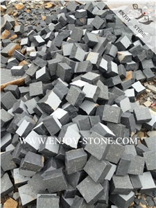 China Zhangpu Black Basalt Cube Stone,Top Flamed/Exfoliated Sides Natural Split,Bottom Sawn Cut Exterior Floor Covering Paving Sets,Courtyard Road Pavers