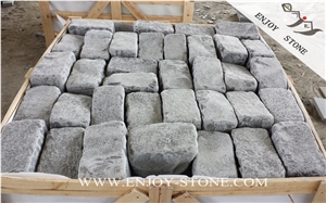 Chinese Basalt Brick,Tumbled Grey Basalt Walking Paver,Basalto Courtyard Paver,Zhangpu Grey Basalt Cobble Stone,Grey Garden Cobblestone
