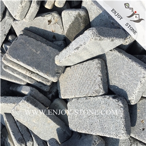 Chinese Basalt Brick,Tumbled Grey Basalt Walking Paver,Basalto Courtyard Paver,Zhangpu Grey Basalt Cobble Stone,Grey Garden Cobblestone