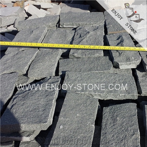Chinese G612 Olive Green Granite Natural Split Paving Stone,Cube Exterior Building Stone,Cheap Green Granite Paver Stone,Cube Stone,Flagstone Road Paving,Flagstone Driveway,Flagstone Courtyard