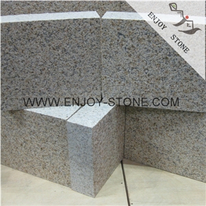 Chinese Granite G682 Rusty Yellow Pavers,Bush Hammer Finish Granite Cobble Stone,Cheap Granite Cobblestone Paver for Sale