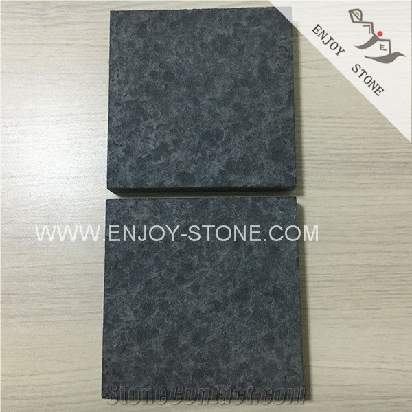 Exfoliated / Flamed Finish Zhangpu Black Basalt Floor Covering,Black Absolute Basalt Paving Stone,Black Basalt Cobble Stone