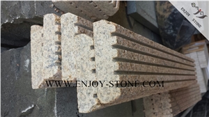 Flamed and Grooved Yellow Rustic Granite G682 Stairs&Risers,Fujian Yellow Granite Stair Treads,Stair Threshold