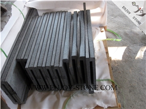 Flamed Rebated Bullnose G684 Fuding Black, Black Basalt, Black Pearl Basalt, Black Basalt, Flamed Tile/Cut to Size,Flamed Slabs/Flooring/Walling/Pool Coping