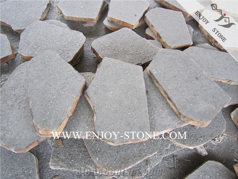 Flamed Zhangpu Black Flagstone for Outdoor Garden Landscaping,Irregular Flagstone Walkway Pavers,Road Paving Stone