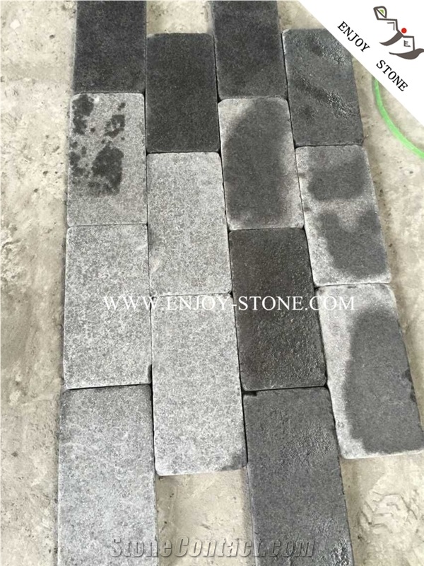 Fuding Black Paving Stone,Tumbled Padang Black Paver,G684 Black Pearl Basalt Cube Stone,Black Pearl Basalt Courtyard Paver,Fujian Black