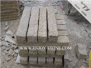 Fujian G682 Yellow Rustic Natural Granite Stone Palisade,All Sides Pineapple Finish Garden Boulders/Pillars,Garden Rock Stone